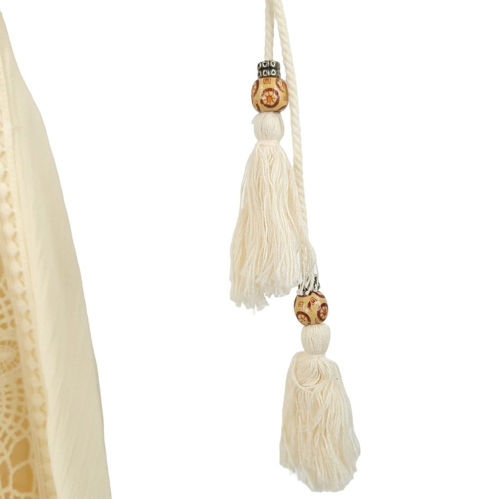 Altard State Lace MIni Dress Womens Size S Lined Sleeveless Fringe Boho Cream - Picture 6 of 14
